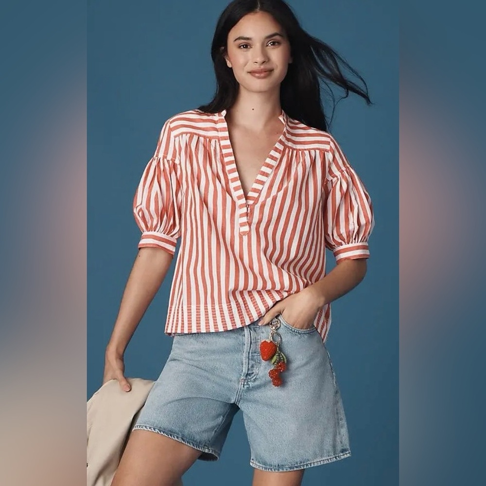 NWT Size XS - The Darcey Popover Poplin Swing Top 100% Cotton  (NWT US$ 88)